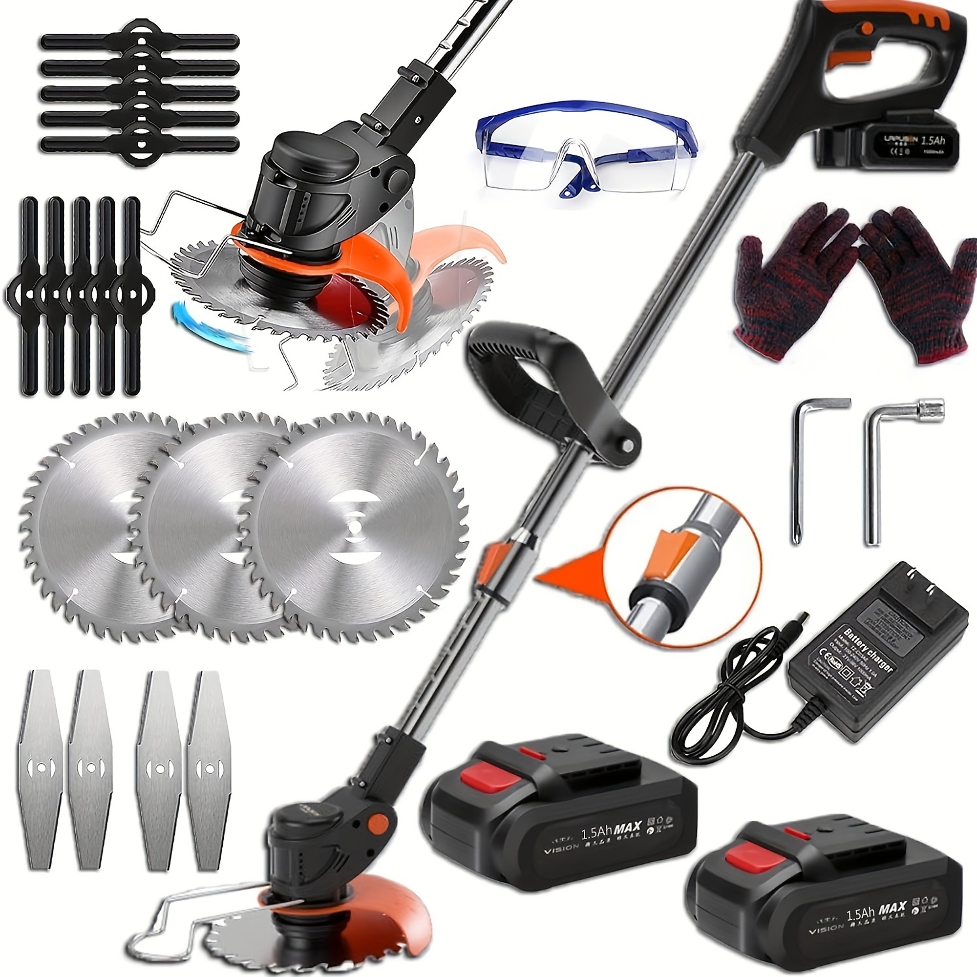 21V Cordless Portable Electric Blade Trimmer with Safety Switch, Angle&Width Adjustable in Black
